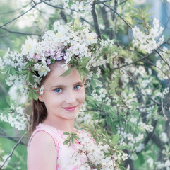 beautiful girl with spring flower