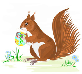 Squirrel and Easter eggs