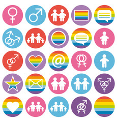 Flat design. Love, family and gays icons set.