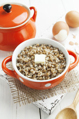 Buckwheat porridge with butter and eggs