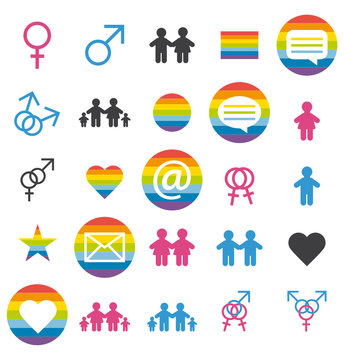 Flat design. Love, family and gays icons an pictograms set.