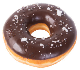 chocolate donuts on a white background