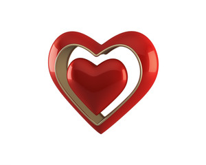 Red heart on white background