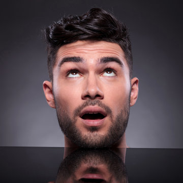 Head Of Young Man Looking Up