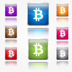 Obraz premium Bitcoin Round Corner Glossy Vector Web Icon Button Set