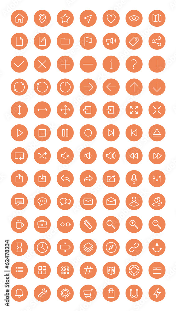Leinwandbilder Web and user interface flat icons set