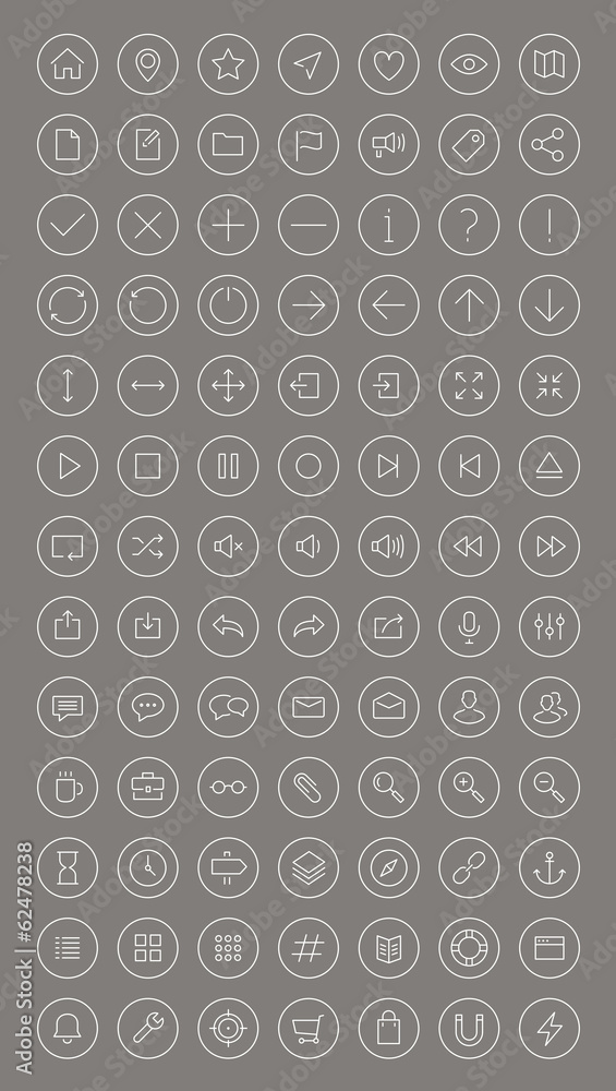 Poster Web and user interface thin line icons
