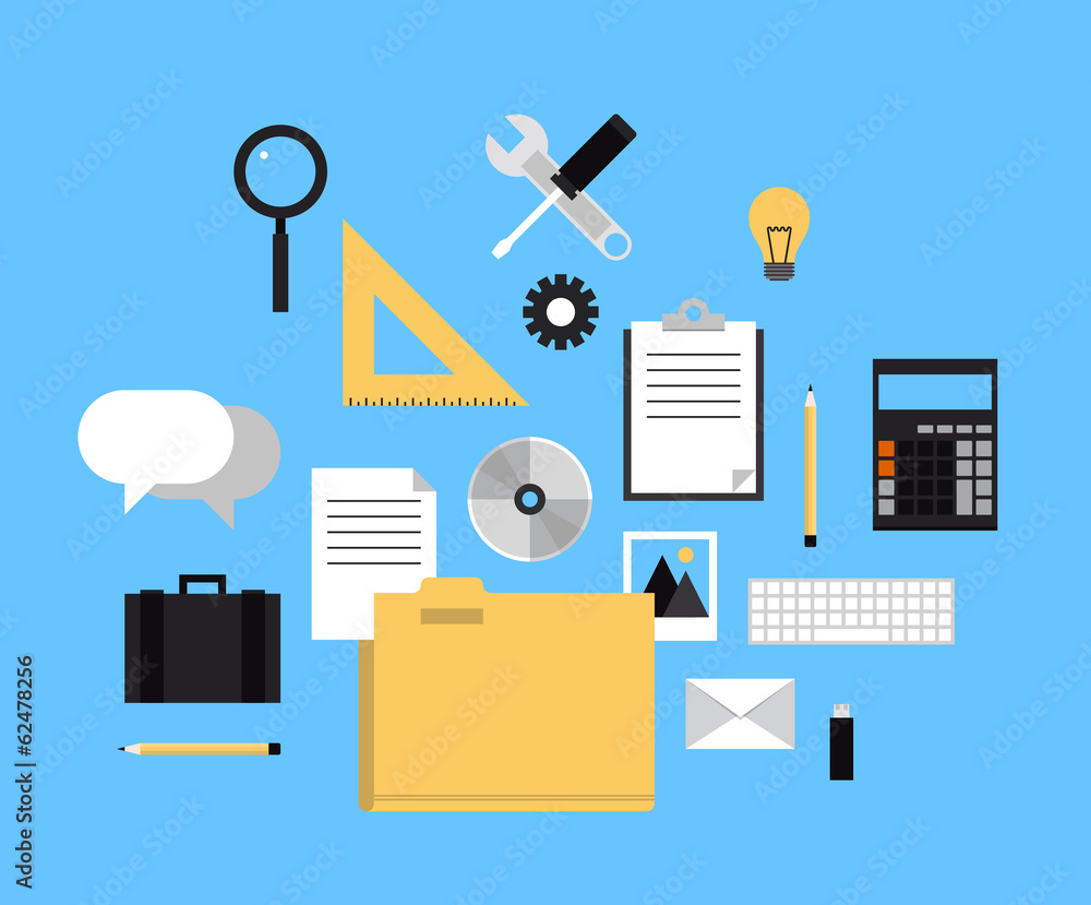 Aufkleber web folder with office icons