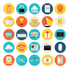 E-commerce and market flat icons