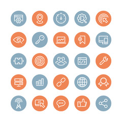 SEO services flat icons set