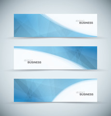 Three abstract blue business header banners vector