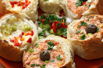 bread filled with vegetables food background
