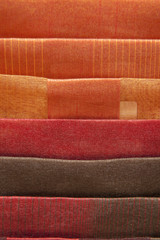Colorful fabrics stacked