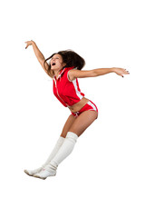 athletic young woman jumping