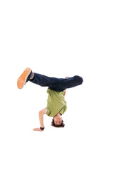 Hip hop dancer performing isolated over white