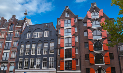 Naklejka premium Old buildings in Amsterdam
