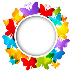 Rainbow butterflies frame for Your design