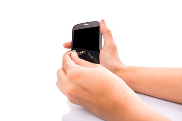 Concept image of holding key to secure data in in a smartphone
