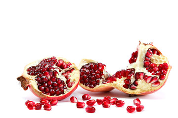 Fresh pomegranate on white background.