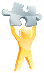 Gold jigsaw person concept