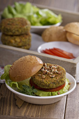 Vegan burgers with chickpeas and vegetables