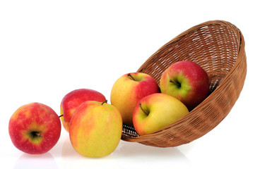 La corbeille de pommes renversée