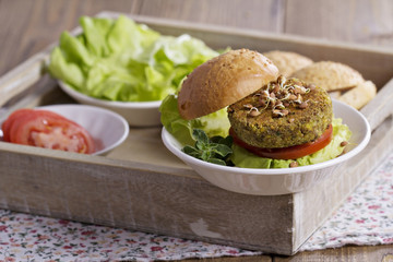 Vegan burgers with chickpeas and vegetables