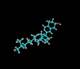 Vitamin D molecular structure isolated on black