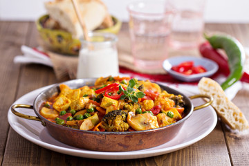 Vegan curry with tofu and vegetables - obrazy, fototapety, plakaty