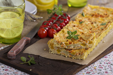 Vegan quiche with tofu