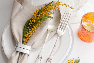 Spring festive dining table setting