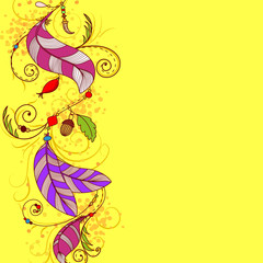 Greeting card wit feathers and beads