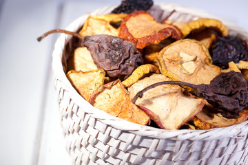 Dried fruits on white