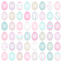 48 Slim Easter Eggs Pattern Pastel Blue