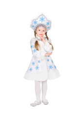 Little girl in snow maiden costume