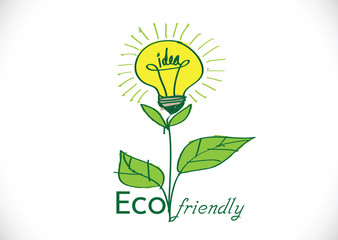 light bulb green eco energy concept, plant growing