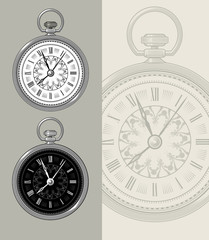 Fototapeta na wymiar Pocket watch - Clock face vector illustration