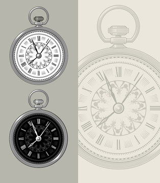 Pocket watch - Clock face vector illustration