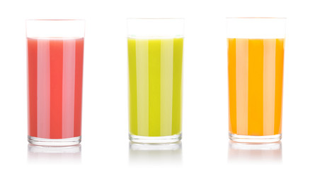 tasty summer fruit drinks in glass with splash