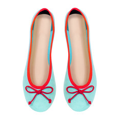 mint summer flat shoes isolated on white background