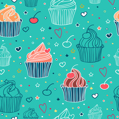 Cupcake Seamless Pattern