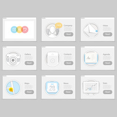 Set of flat concept icons elements for web and mobile services