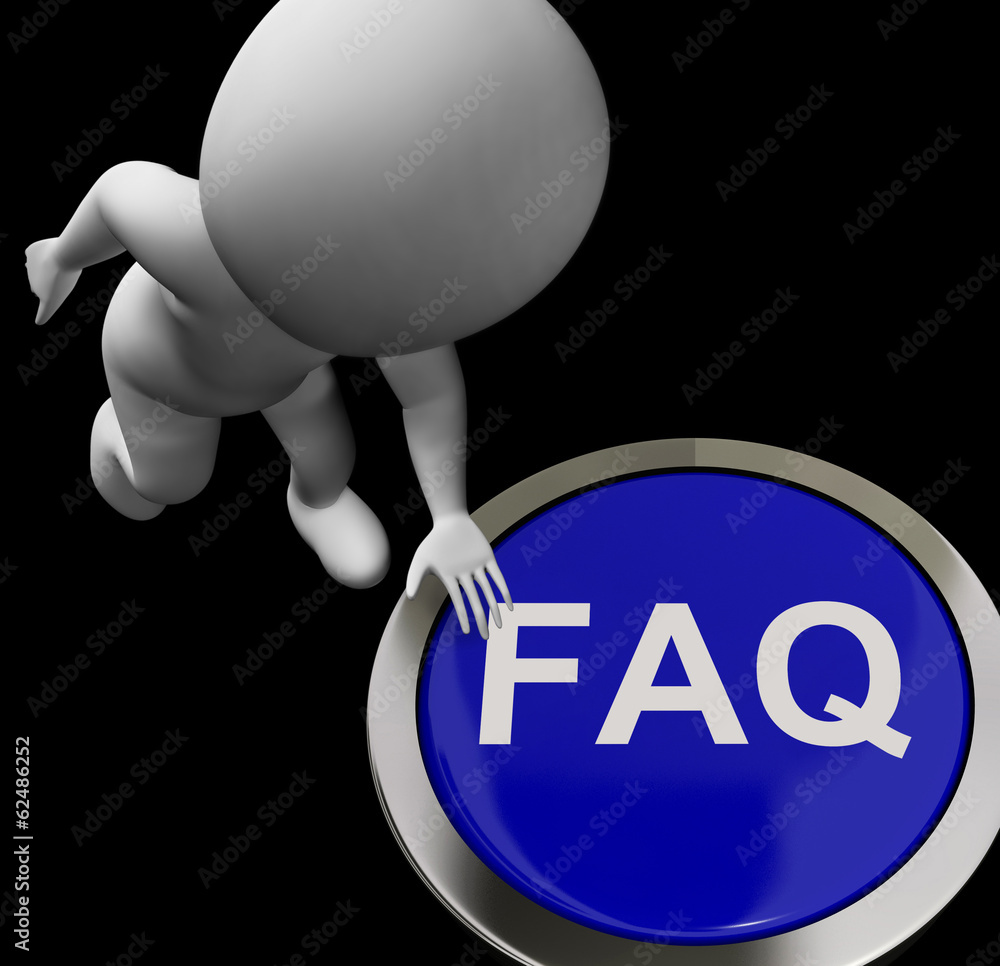 Poster faq button means website inquires and information