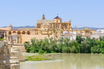 Fototapeta na wymiar Rio Guadalquivir and the Mezquita in Cordoba, Spain