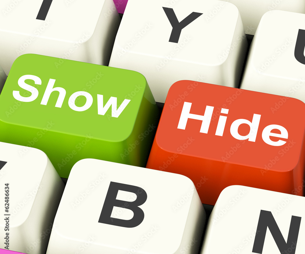 Aufkleber show hide keys mean on display and out of sight