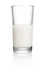 Half Glass of fresh milk isolated on white background