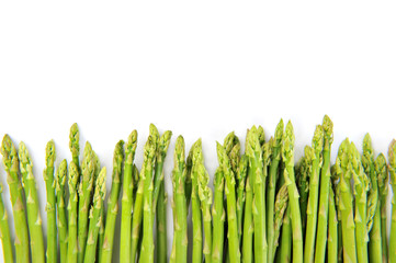 Fresh green asparagus on white ป