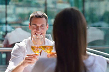 couple having lanch at beautiful restaurant