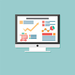 Flat icon computer, electronic device, responsive web design