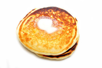 Top View of Pancakes Isolated Over White
